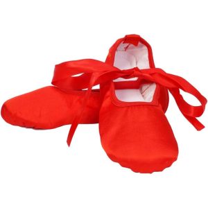 JUODVMP Leather Ballet Slippers Dance Shoes Girls Split-Sole